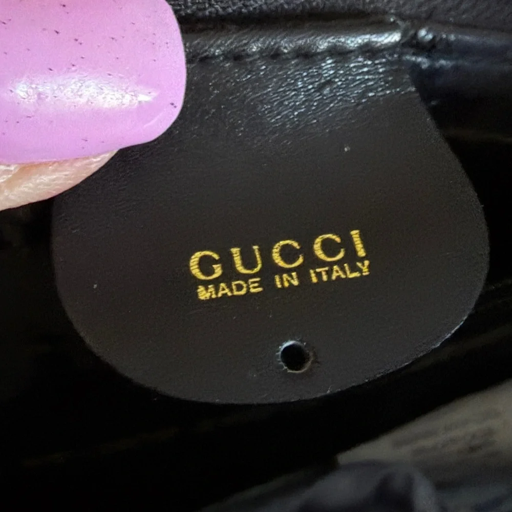 Gucci Black Leather Satchel with Bamboo Top Handle and Detachable Strap
